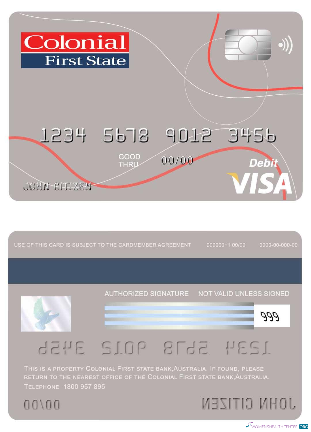 Download Australia Colonial First State bank visa card Photoshop template